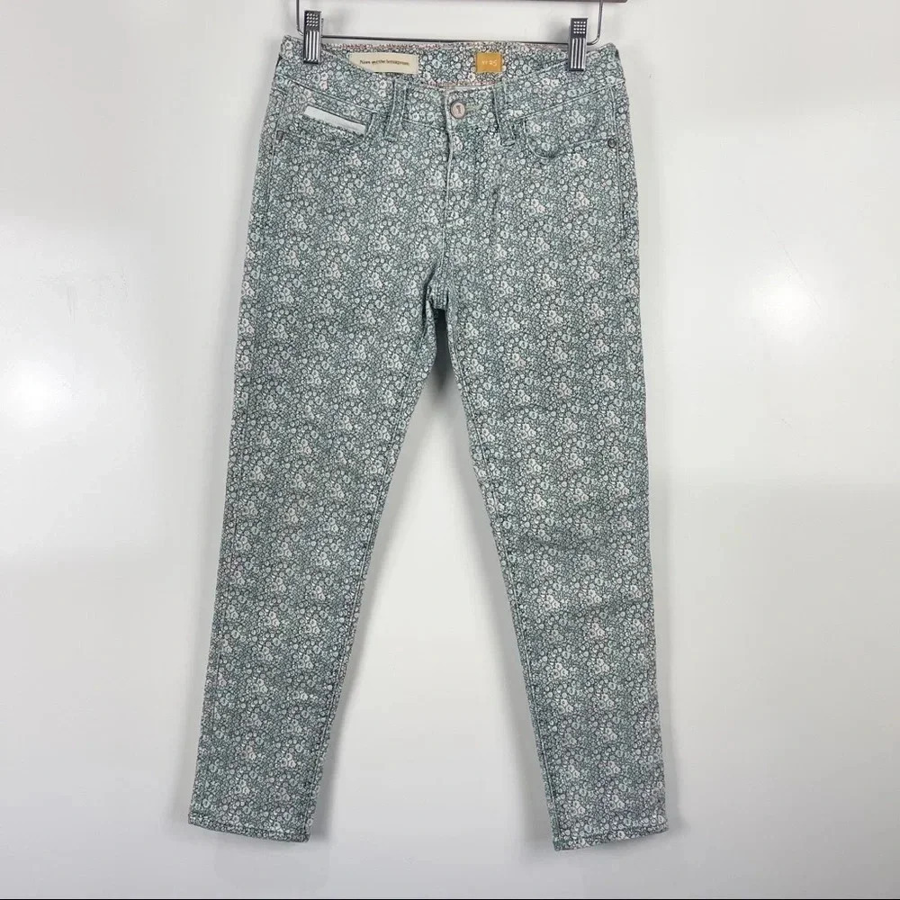 Anthropologie Pilcro and the Letterpress Floral Print Skinny Cigarette Jeans 25